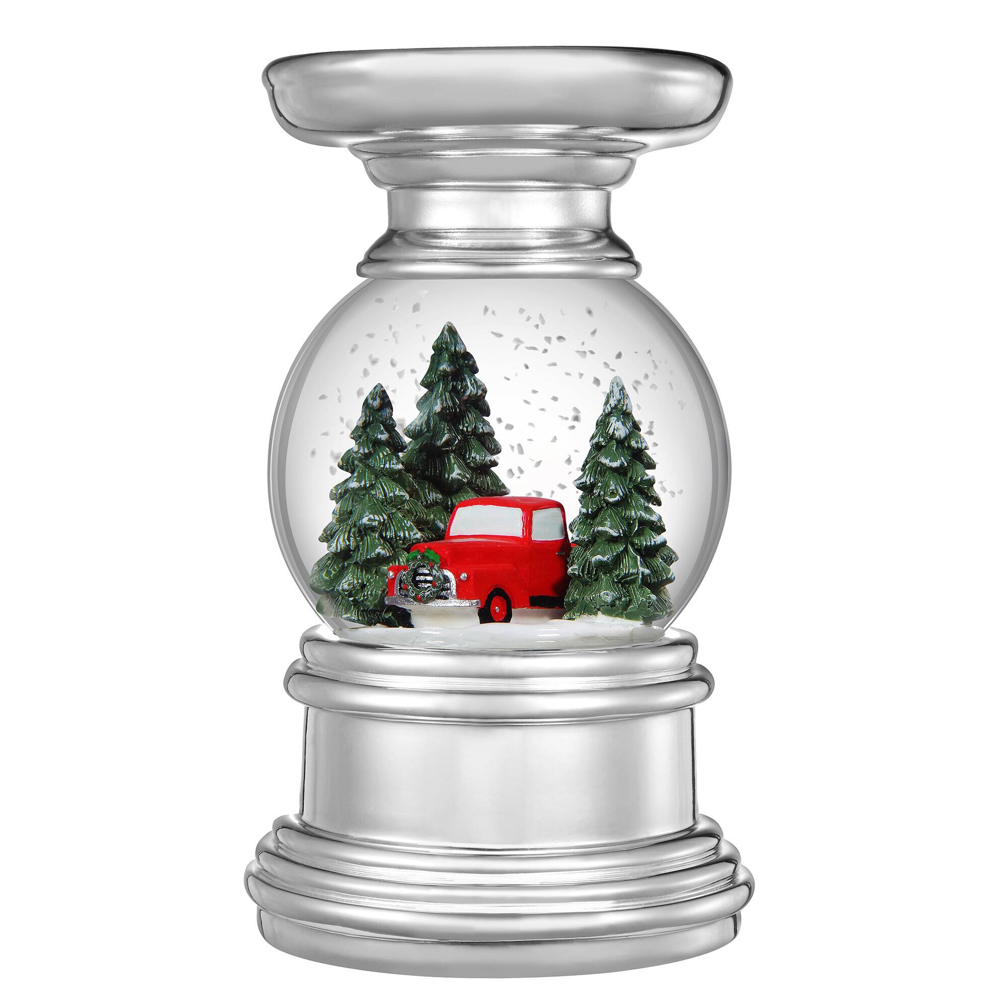 Haute Decor 6" Christmas Snowglobe Truck in Woods Candle Holder